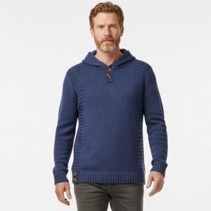 Vintage Bench Men’s Overhead Hooded Knit Sweater Blue Size Small NWT